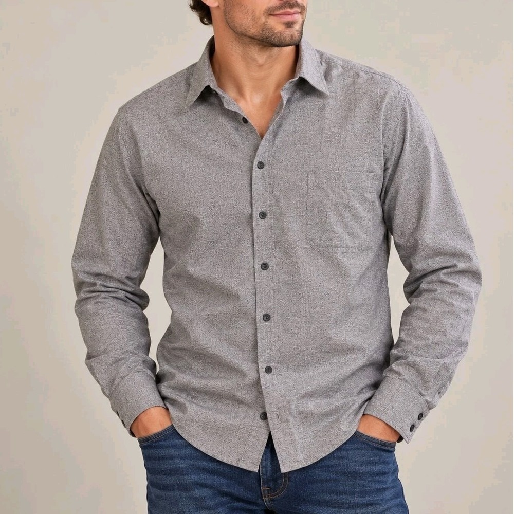 Nordstrom Natural Style Men's Gray ButtonDown Shirt - 100% Tencel - Size 17.5 XL